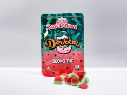 Devour Gummy Sour Watermelon THC infused gummies and is now available here at magic mushroom store. Devour Gummies for sale