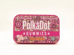 our Polkadot Pink Star Gummies are the best. Star gummies shaped like polka dots A tasty and entertaining delicacy, mushroom belgian chocolate