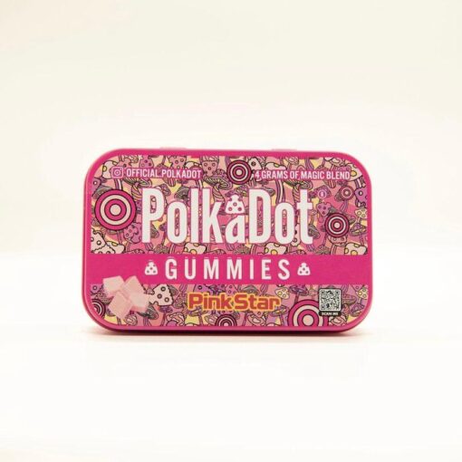 our Polkadot Pink Star Gummies are the best. Star gummies shaped like polka dots A tasty and entertaining delicacy, mushroom belgian chocolate